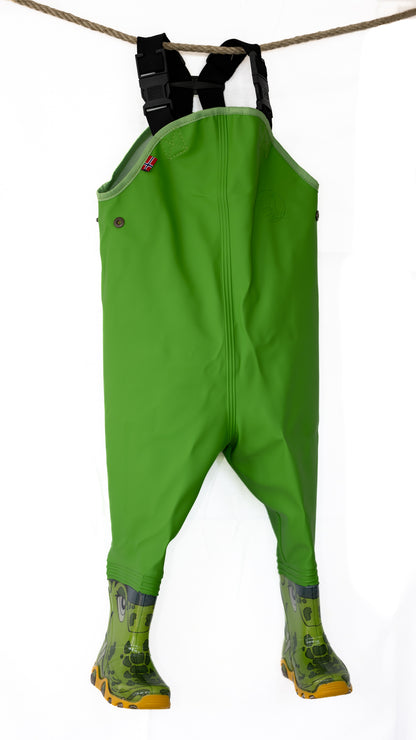 Rægni - Kids Waders with integrated boots - Green Croc